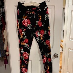 Floral Black Leggings